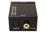 Conversor óptico toslink spdif a 2x cinch rca