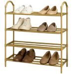 Estante para zapatos organizador de calzado armarios de dos pisos estantería dorada 4 niveles grande