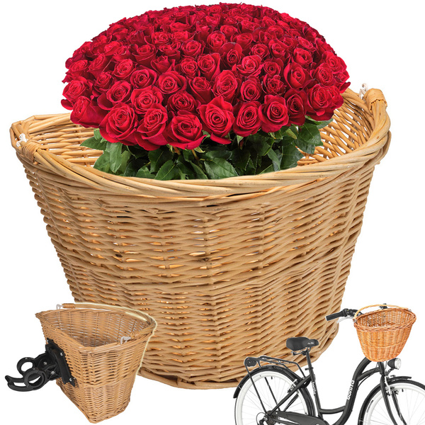 Large bicycle basket wicker bicycle basket click on handlebars roomy