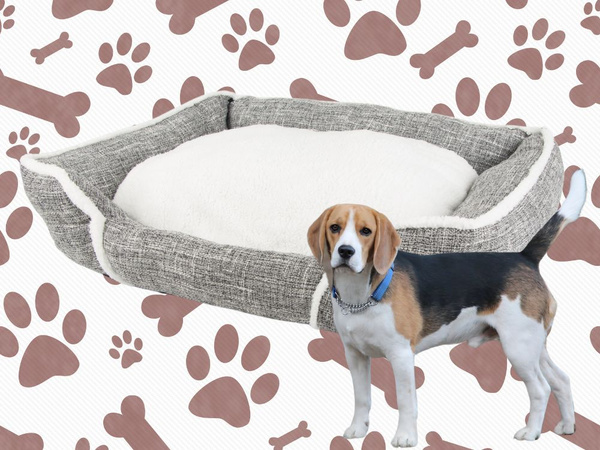 Dog bed soft comfortable fluffy bed with cushion size l