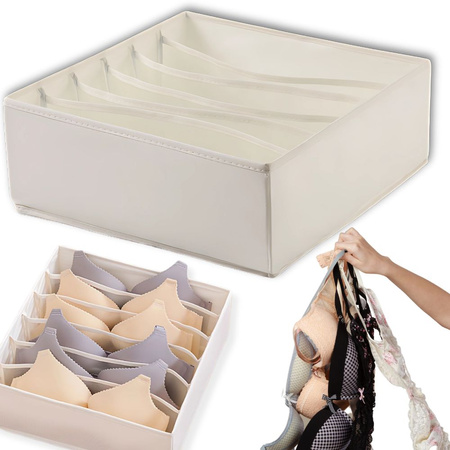 Bra organiser 6 compartments for wardrobe drawer white