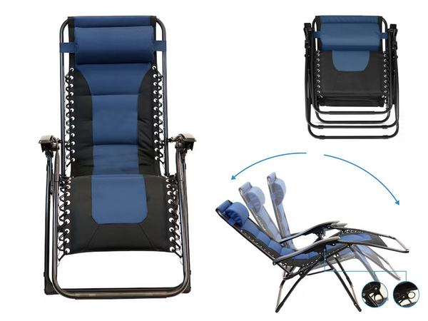 Garden beach lounger folding cushion gravity reinforced soft