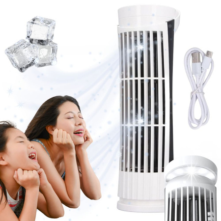 Ventilator de birou mini coloană cu lumină led 2 viteze usb funcționare silențioasă