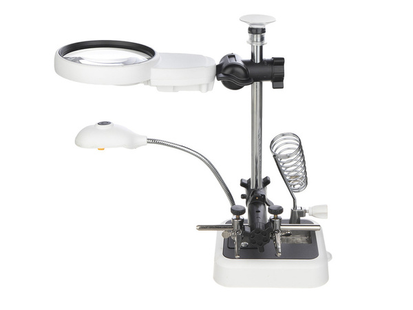 Third hand soldering kit magnifying glass holder 6 led