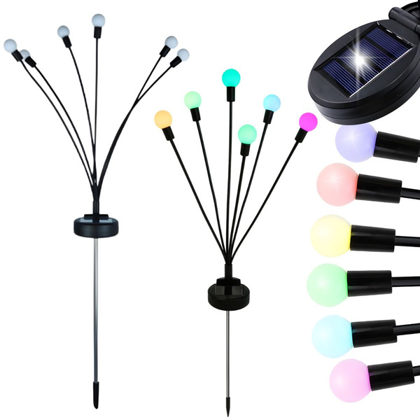 SOLĀRĀS DĀRZA LAMPAS KULECZKI 2 GABALI, KATRS AR 6 LED RGB LAMPĀM, GARUMS 70 CM