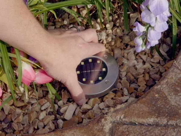 Solar disk garden lights twilight sensor 4pcs