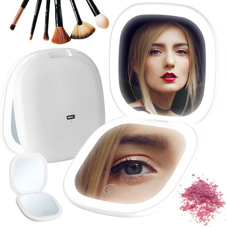 Make-up zrcátko s led osvětlením skládací x5 pro cestovní tašku