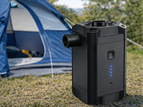 POMPE ÉLECTRIQUE À BATTERIE POUR MATELAS DE PISCINE 3 EMBOUTS CAMPING LED