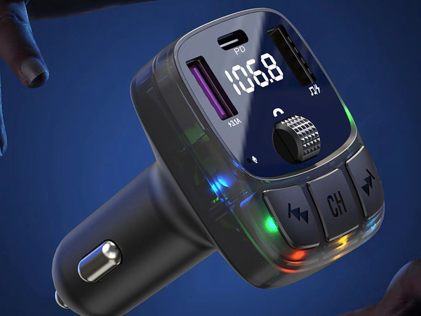 Fm mp3 mp3 transmitter volume 2 x usb + usb c bluetooth 5.3 lcd 12v