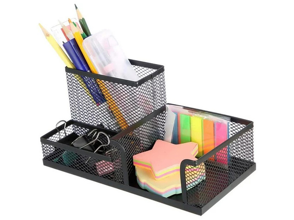 Metalinis rašomojo stalo organizatorius su 3 skyriais