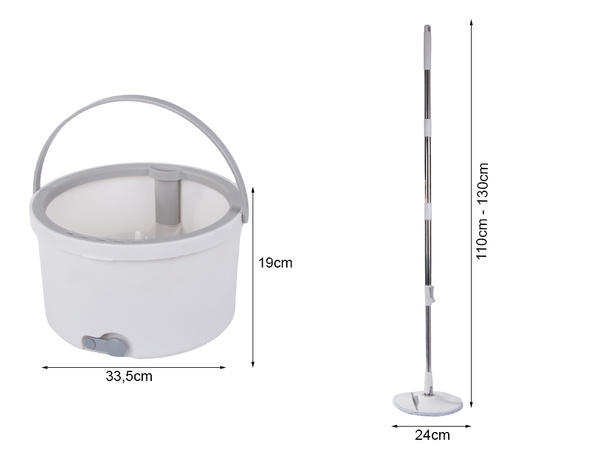 Rotary mop 360 spin bucket set 2x microfibre pads