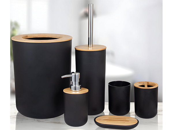 Set baie 6-in-1 baie toilet toilet handle bin black set