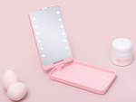 Espejo cosmético con iluminación led para maquillaje, plegable, de viaje