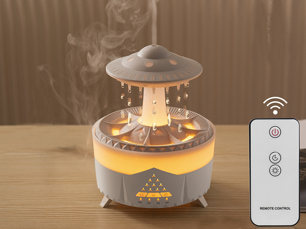 Humidificador difusor de aromas lámpara led con forma de ovni con mando a distancia