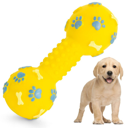 Dog toy squeaky chew rubber dumbbell bone