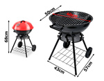 Charcoal garden briquette grill wheels round lid lockable portable