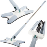 Flat mop for floor cleaning with wringer rotary twist wringer