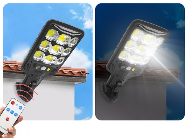 Venkovní solární pouliční lampa cob se senzorem pohybu a soumraku + dálkové ovládání