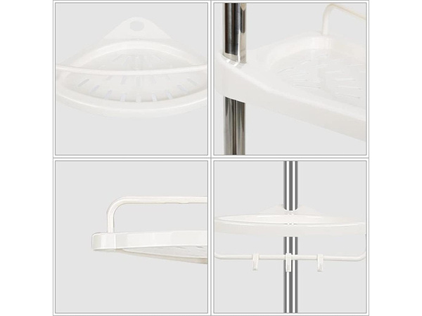 Vannas istabas stūra plaukts vanna duša teleskopisks balts plaukts 4 līmeņi