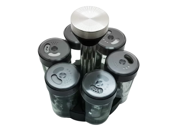 Organizator za začimbe vrtljive steklene posode 6 kosov začimbna sol