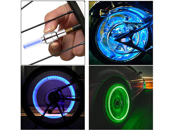 Valve de vélo lumineuse par roue 2 pièces