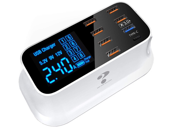 Cargador de teléfono 8 x usb qc 3.0 tipo c