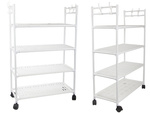 Bathroom shelf kitchen cabinet mobile shelving unit on wheels 4 levels hooks