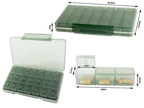 Medicine container tablets box time of day medication cassette weekly