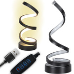 Spiralinė LED stalo lempa, 3 šviesos spalvos, USB ryškumo reguliavimas