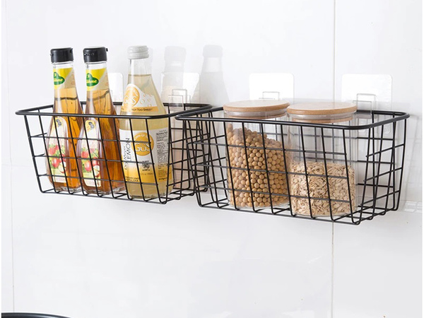 Panier suspendu métal organisateur étagère cuisine suspendue noir