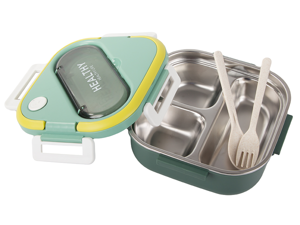Breakfast box with compartments cutlery container microwaveable lunchbox 1000ml
