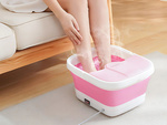 Ohřívací kbelík na nohy s bublinkovými masážními válečky skládací