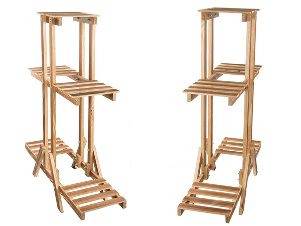 Support de pot de fleurs à trois niveaux pots de fleurs en bois