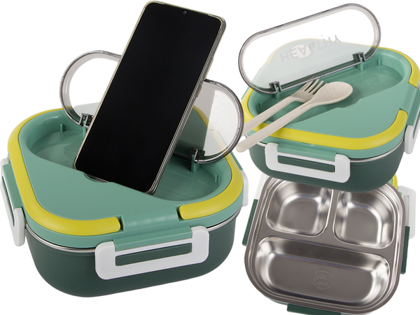 Breakfast box with compartments cutlery container microwaveable lunchbox 1000ml