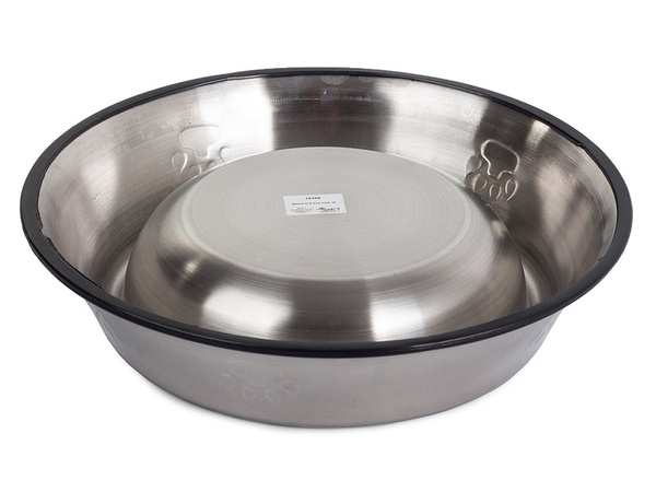 Comedero metalico para perro gato plata sobre caucho 1.3l