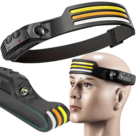 Priekšējā lukturīša LED akumulatora USB ar kustības sensoru 3 joslas