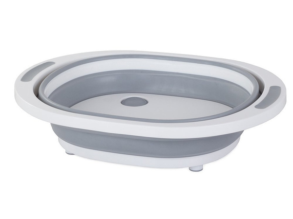 Silikoonist kokkuklapitav kauss koos äravooluga valamuplaat