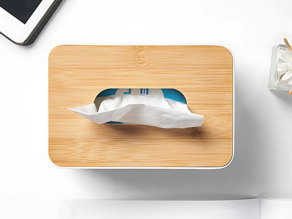 Caja para pañuelos de papel, organizador, pañoleta de bambú