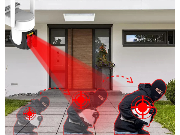 Saulės kamera wifi ip lauko rotacinė kamera wifi priartinimo judesio detektorius ip66