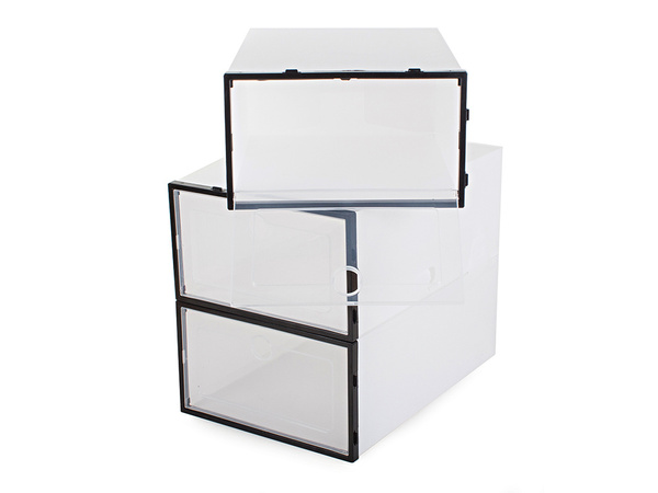 Shoebox organiser box container with flap cabinet