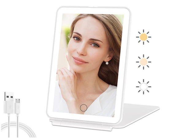 Miroir de maquillage éclairé par led miroir de voyage pliant