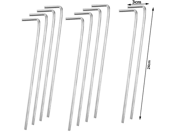 Tent pillars anchor pigs steel 24m 10pcs hook & lamp; loop pins