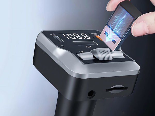 Fm mp3 mp3 transmitter volume 2 x usb c bluetooth 5.3 12v sd kortelė