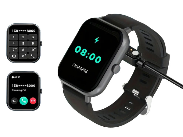 Smartwatch dámské pánské hodinky gumový řemínek sport bluetooth hovory černé