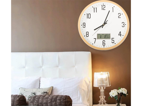 Reloj de pared grande silencioso 30cm puntero redondo fecha temperatura segundos