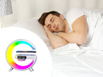 Lampe led rgb gaming chargeur induction haut-parleur réveil radio horloge