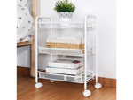 Bathroom shelf kitchen cabinet on wheels metal rack three levels 3