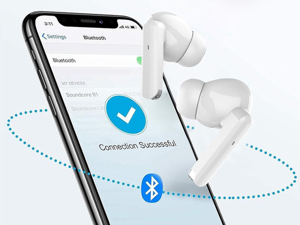 Căști in-ear fără fir bluetooth cu carcasă de încărcare cu led și microfon