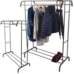 Standing clothes hanger with shelves for shoes and jackets, metal, for wardrobe