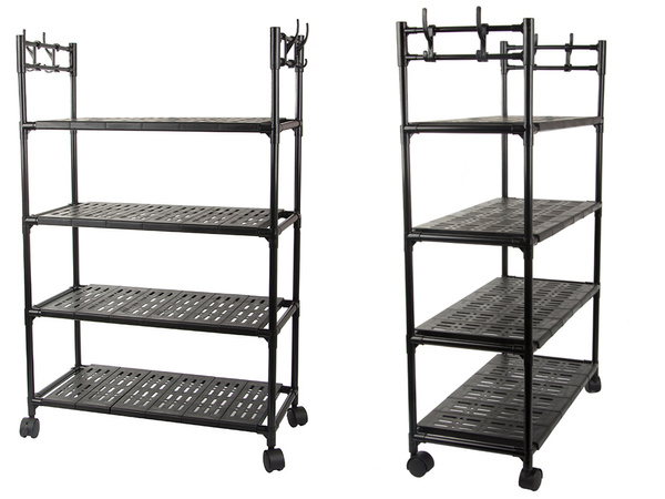 Bathroom shelf kitchen cabinet mobile shelving unit on wheels 4 levels hooks